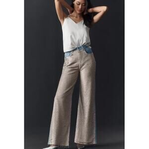 PILCRO Anthropologie Sequin High-Rise Wide Leg Skater Jeans Size 31 Embellished